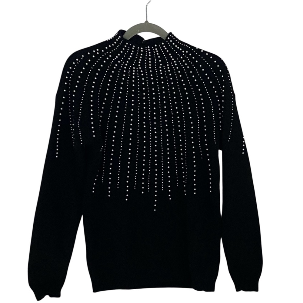 Marisa Christina Black Lambswool Sweater Sz Medium